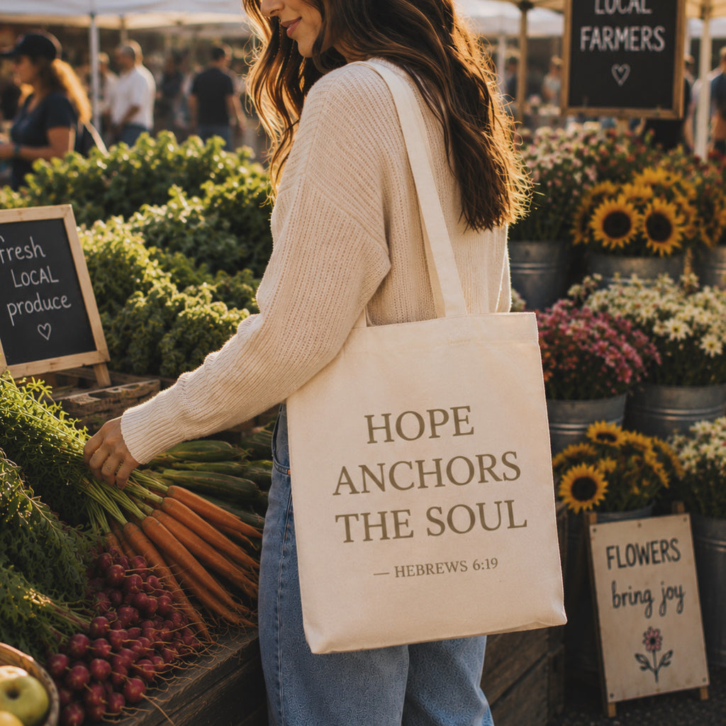 Hope Anchors the Soul Canvas Tote