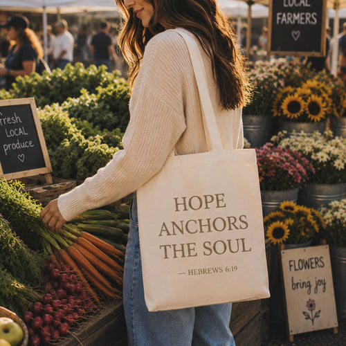 Hope Anchors the Soul Canvas Tote